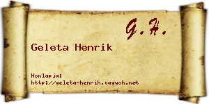 Geleta Henrik névjegykártya
